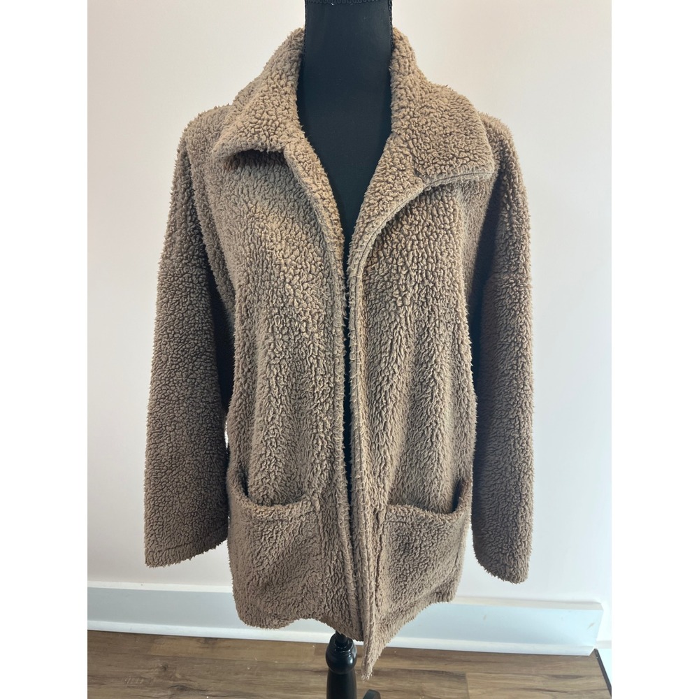 Z Supply Womens XS Brown Sherpa Teddy Bear Coat Open Front Jacket